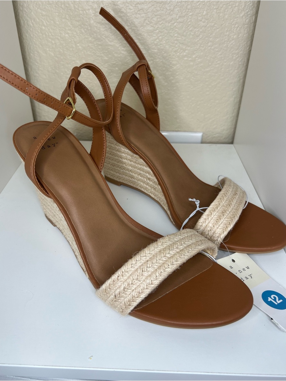 A New Day Tish Single Band Ankle Strap Wedge Heels - 12